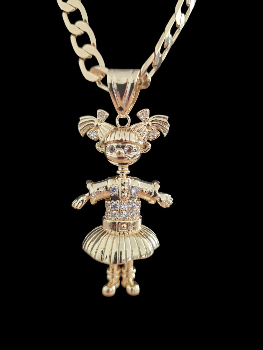 Gold Plated Curb Chain & Angelica Pendant – 5mm / 8mm