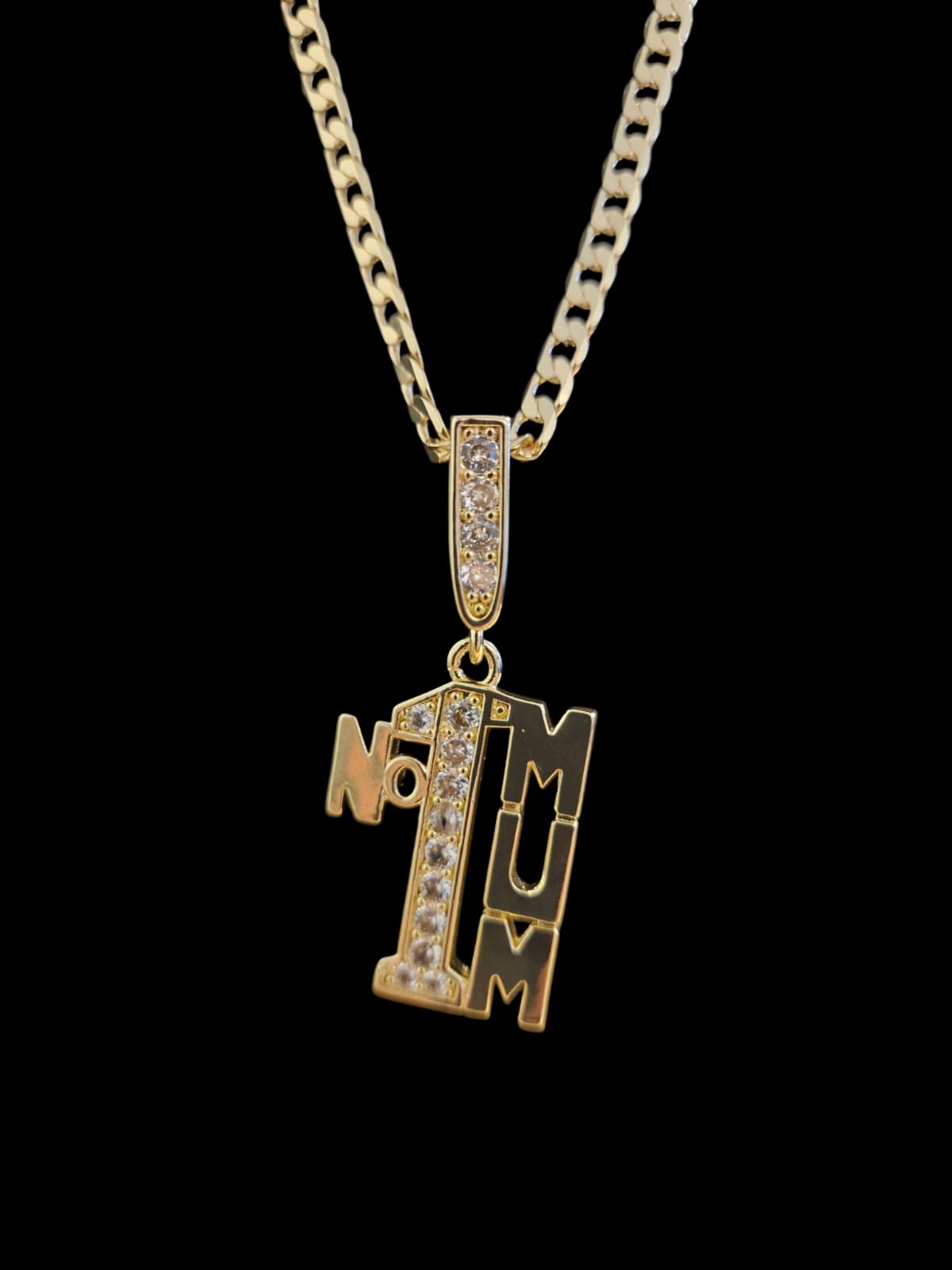 Gold Plated Curb Chain & Number 1 Mum Pendant – 5mm / 8mm