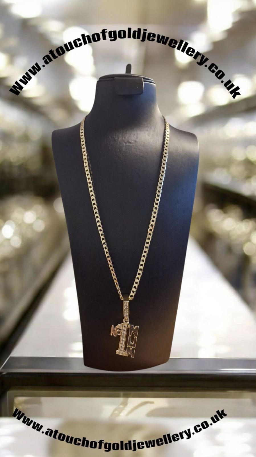 Gold Plated Curb Chain & Number 1 Mum Pendant – 5mm / 8mm