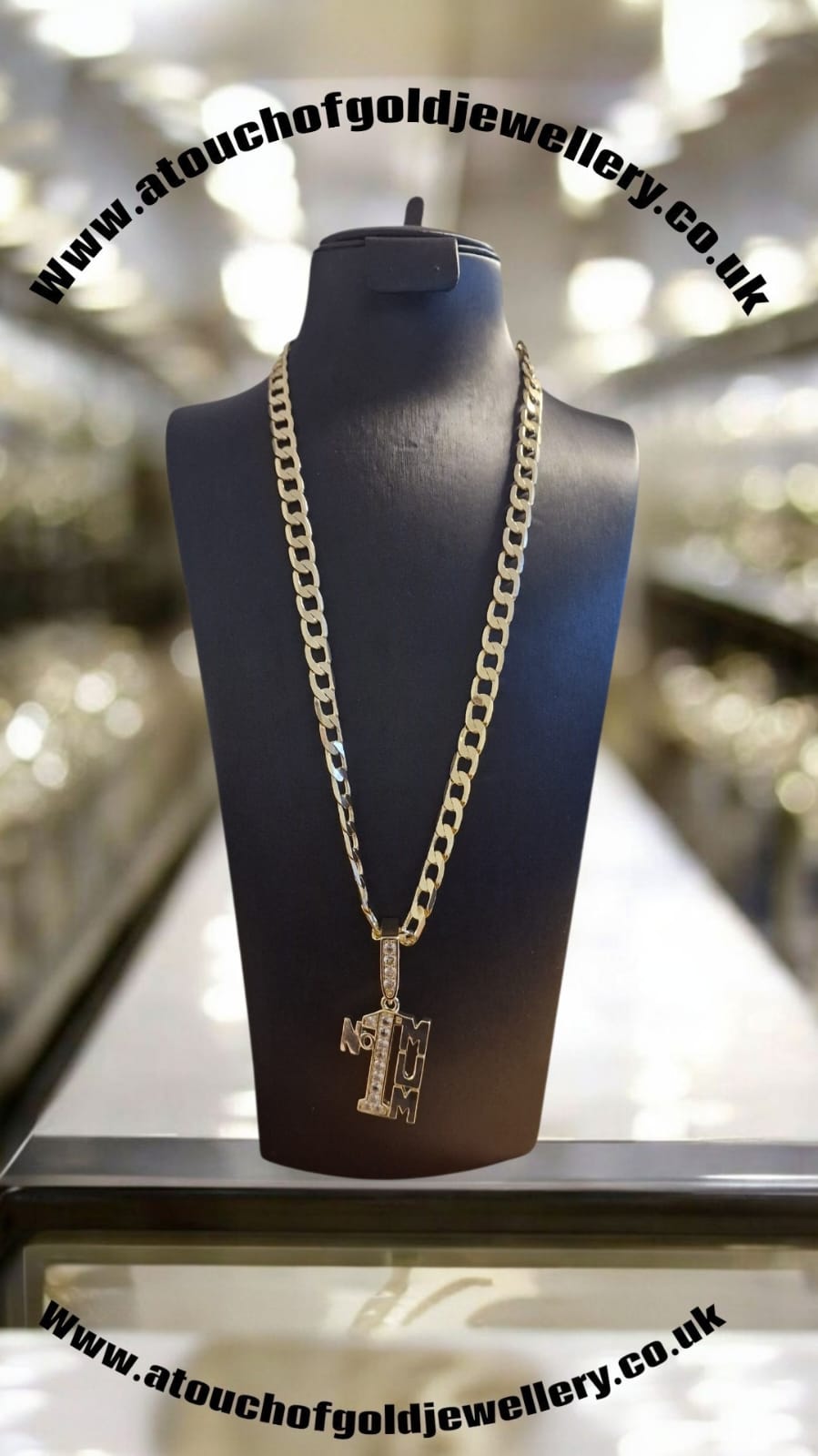 Gold Plated Curb Chain & Number 1 Mum Pendant – 5mm / 8mm