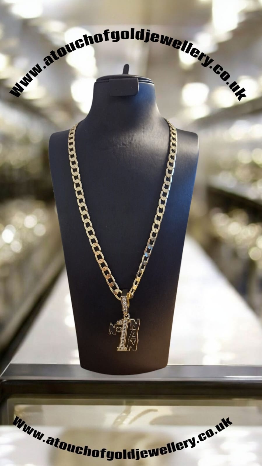 Gold Plated Curb Chain & Number 1 Nan Pendant – 5mm / 8mm