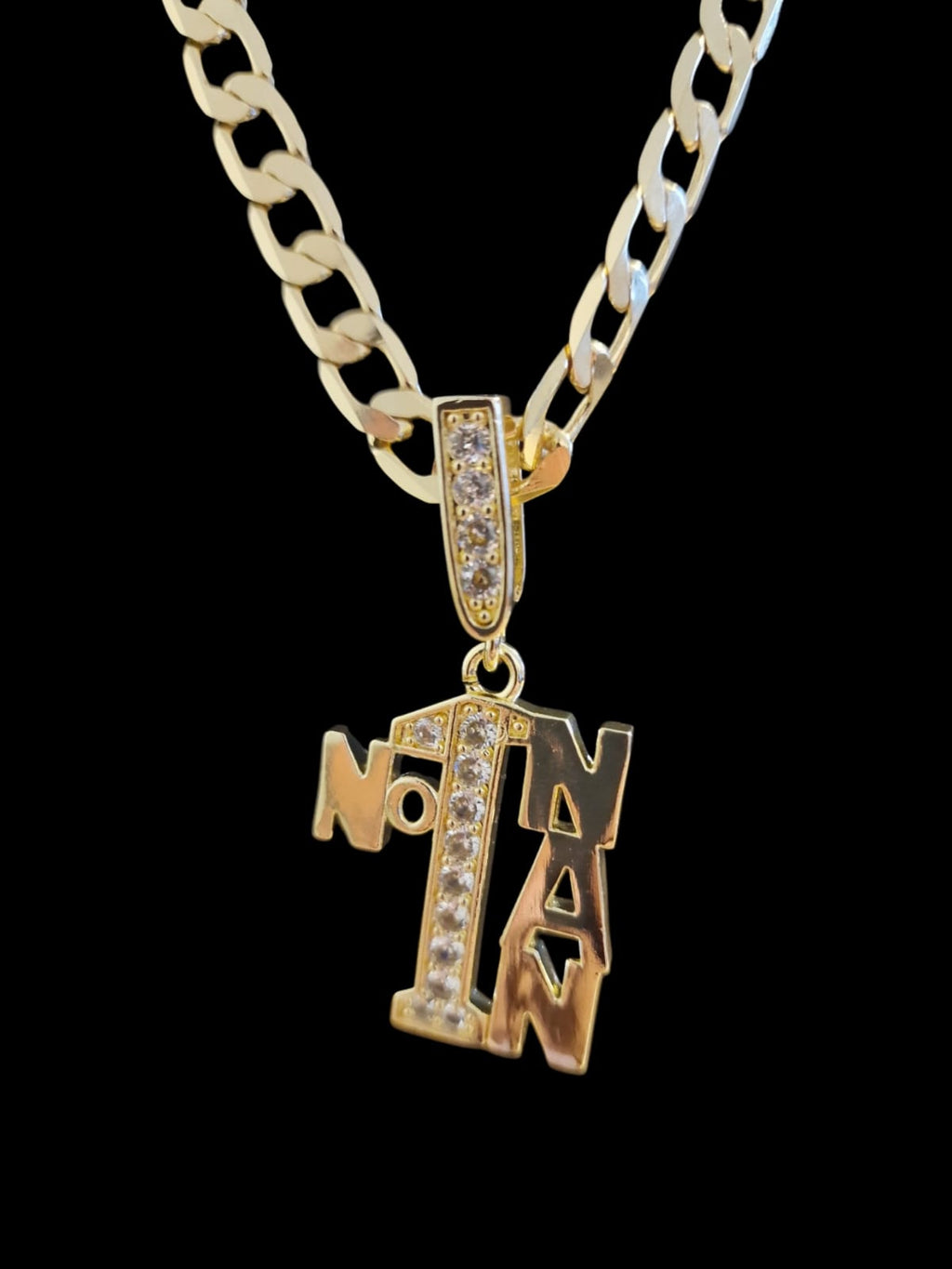Gold Plated Curb Chain & Number 1 Nan Pendant – 5mm / 8mm