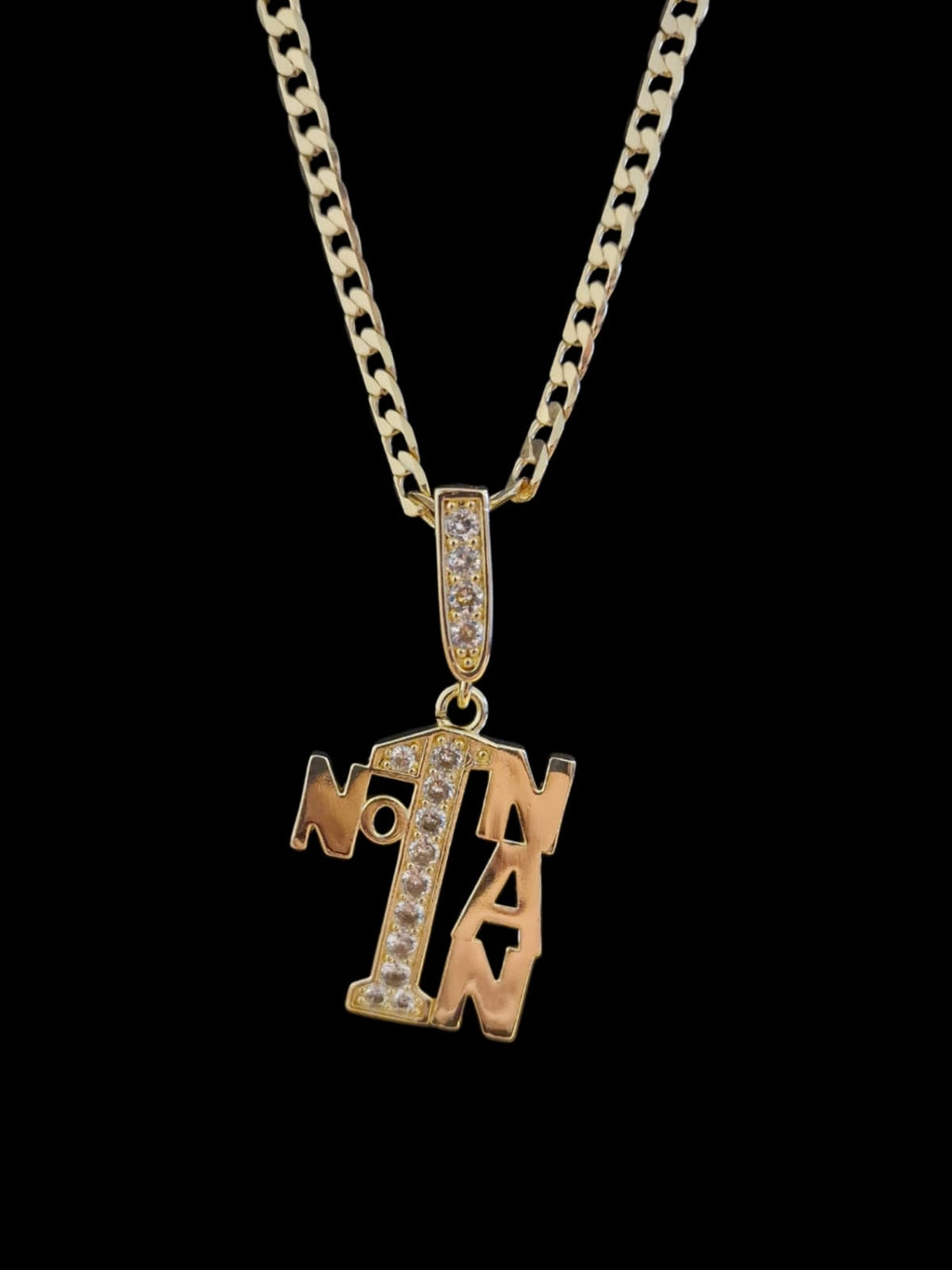 Gold Plated Curb Chain & Number 1 Nan Pendant – 5mm / 8mm