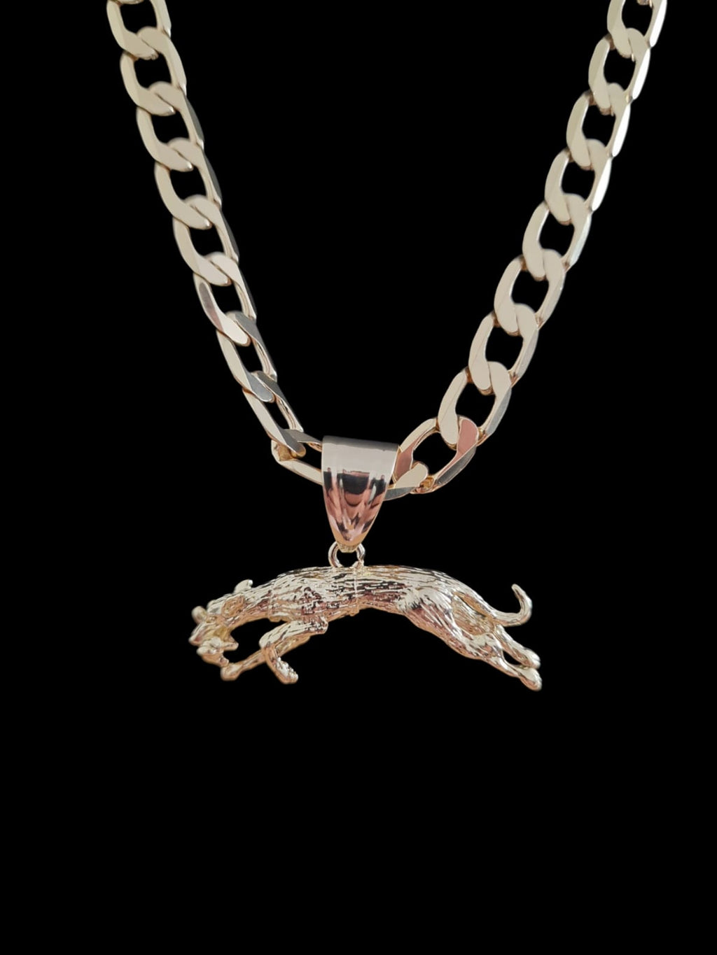 Gold Plated Lurcher Pendant & 24" Curb Chain Set