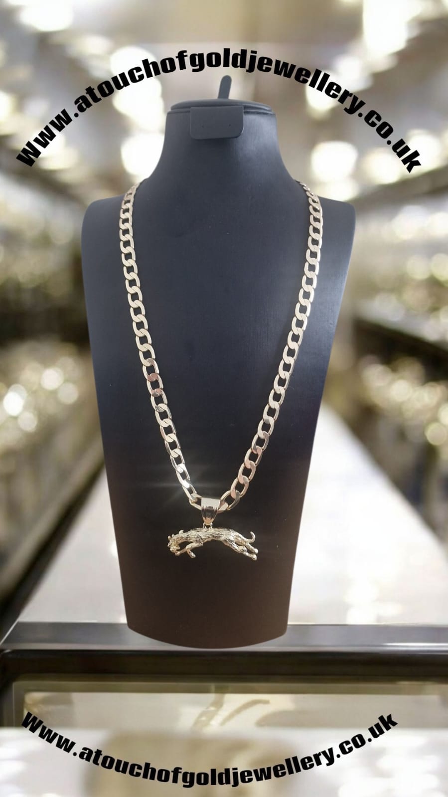 Gold Plated Lurcher Pendant & 24" Curb Chain Set