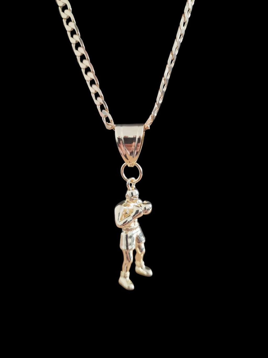 Gold Plated Boxer man Pendant & 24" Curb Chain Set