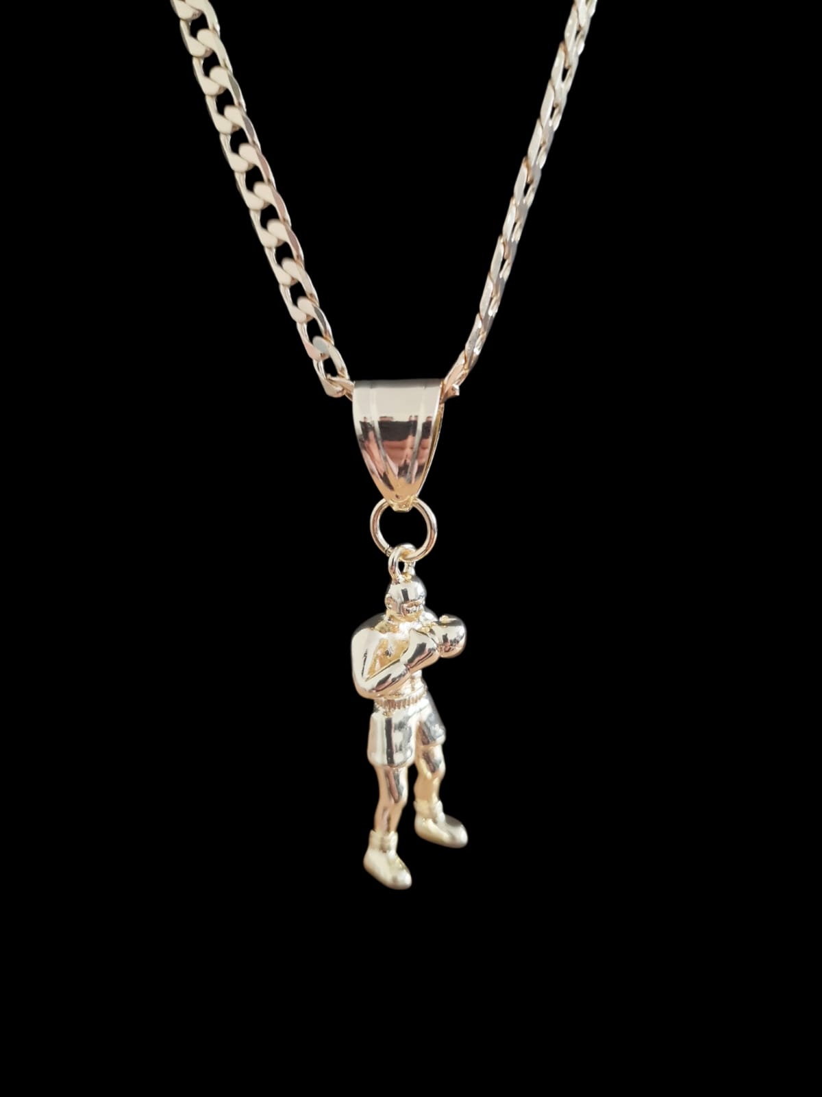 Gold Plated Boxer man Pendant & 24" Curb Chain Set