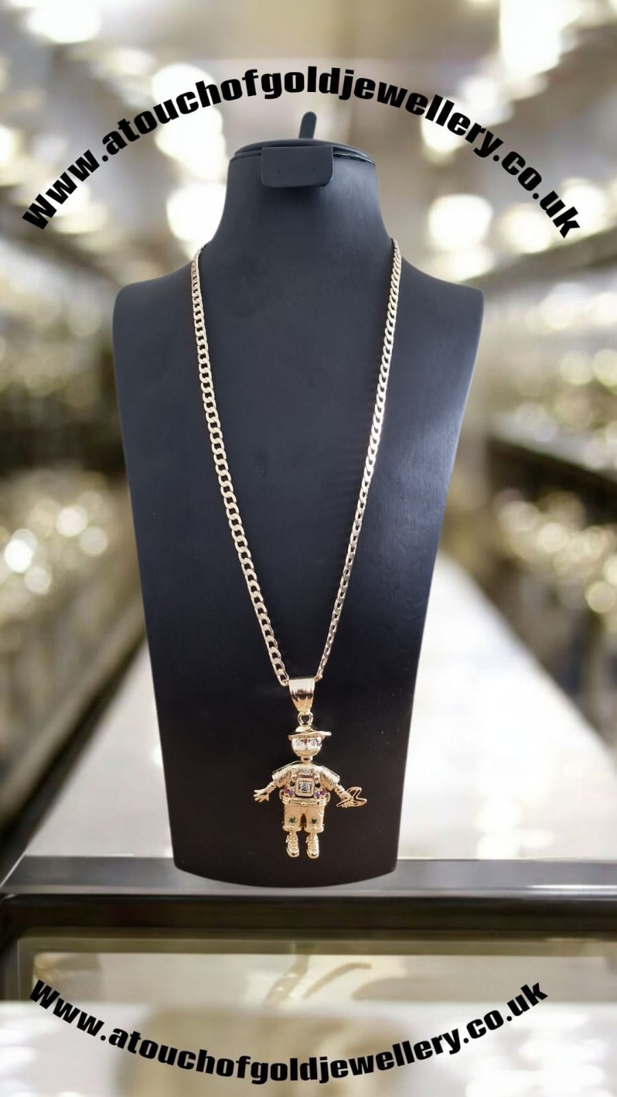 Gold Plated Naughty Boy Pendant & 24" Curb Chain Set