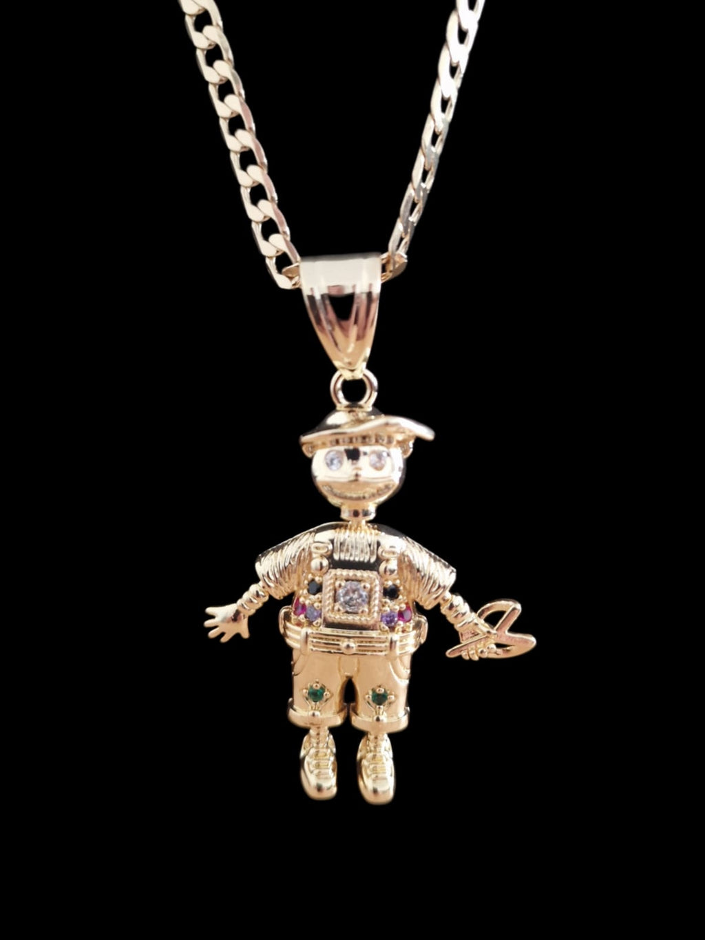 Gold Plated Naughty Boy Pendant & 24" Curb Chain Set