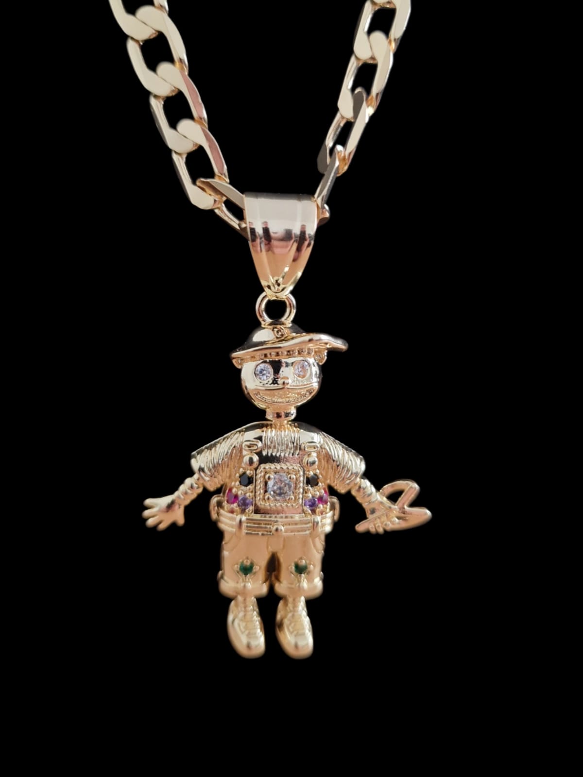 Gold Plated Naughty Boy Pendant & 24" Curb Chain Set
