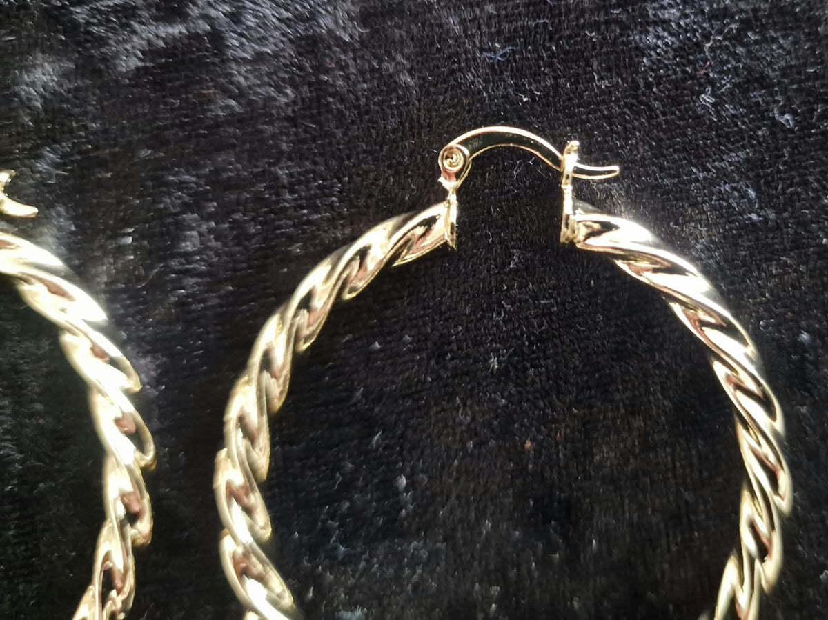 Gold & Silver Plated Twisted Disco Ball Hoop Earrings — 45mm