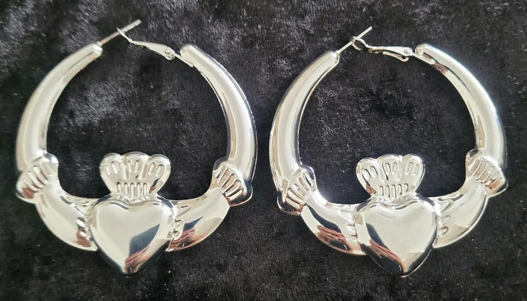 Large Gold/silver Plated Claddagh Hoop Earrings — 60mm