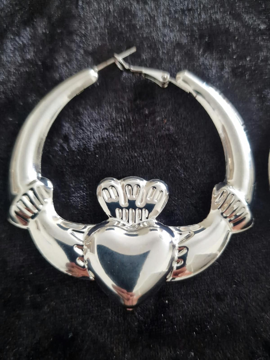 Large Gold/silver Plated Claddagh Hoop Earrings — 60mm