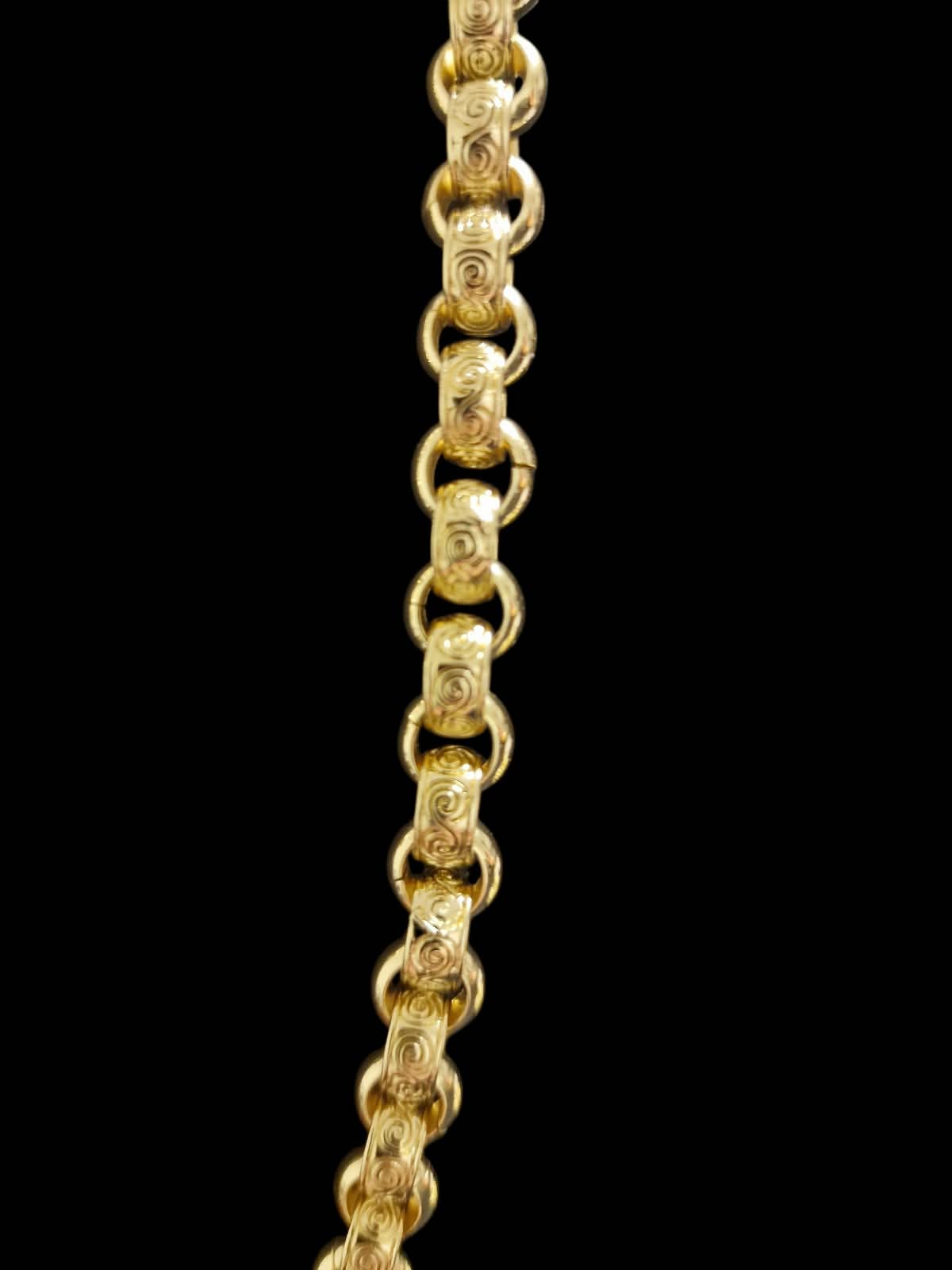 24" 9mm gold plated belcher chain &/or 9-9 1/2" matching bracelet alternating links & albert clasp