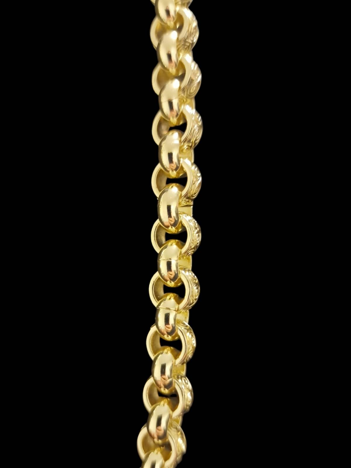 24" 9mm gold plated belcher chain &/or 9-9 1/2" matching bracelet alternating links & albert clasp