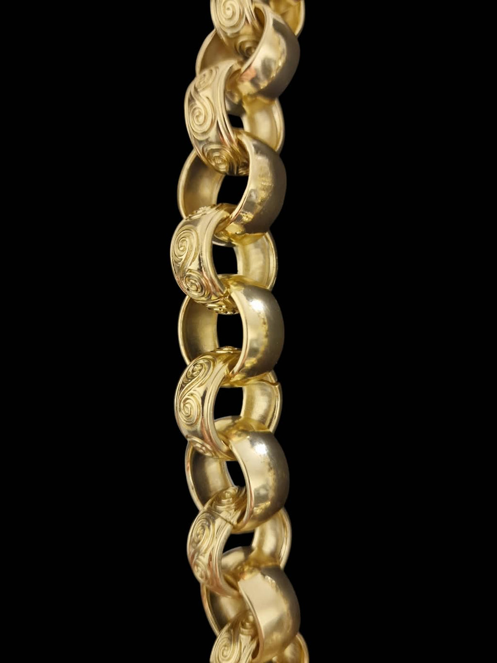 24" 20mm gold plated belcher chain &/or 10" matching bracelet , alternating links. albert clasp