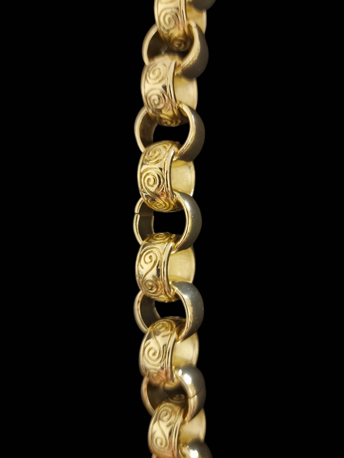 24" 14mm gold plated belcher chain &/ or 9-10" matching bracelet, alternating links,albert clasp