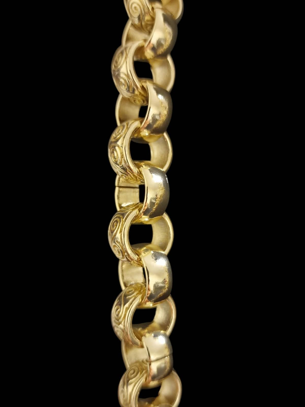 24" 14mm gold plated belcher chain &/ or 9-10" matching bracelet, alternating links,albert clasp