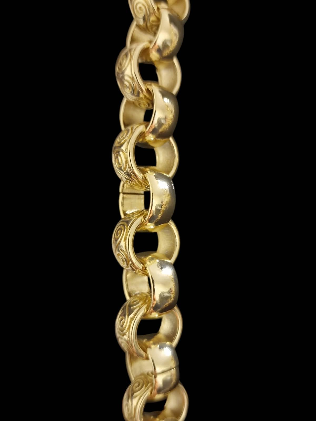 24" 14mm gold plated belcher chain &/ or 9-10" matching bracelet, alternating links,albert clasp