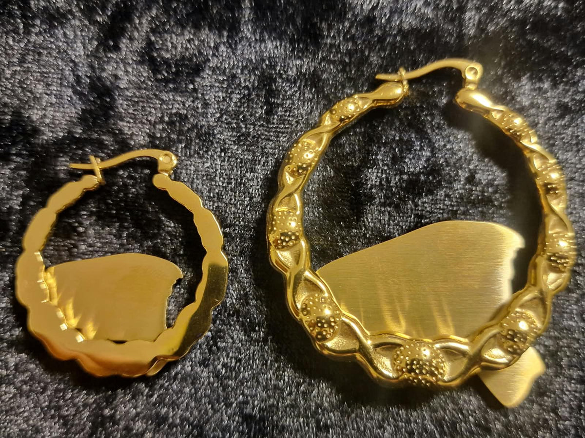 18k Gold Plated 30mm or 45mm Hoop Earrings – Vardo Gypsy Wagon