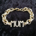 mum pendant belcher bracelet. 8- 8 1/2" gold plated