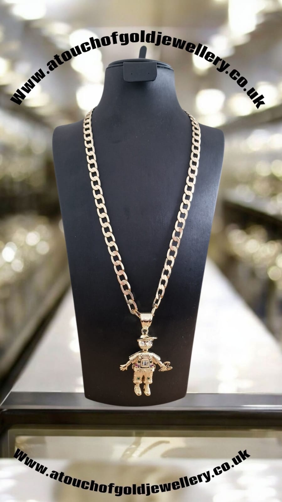 Gold Plated Naughty Boy Pendant & 24" Curb Chain Set