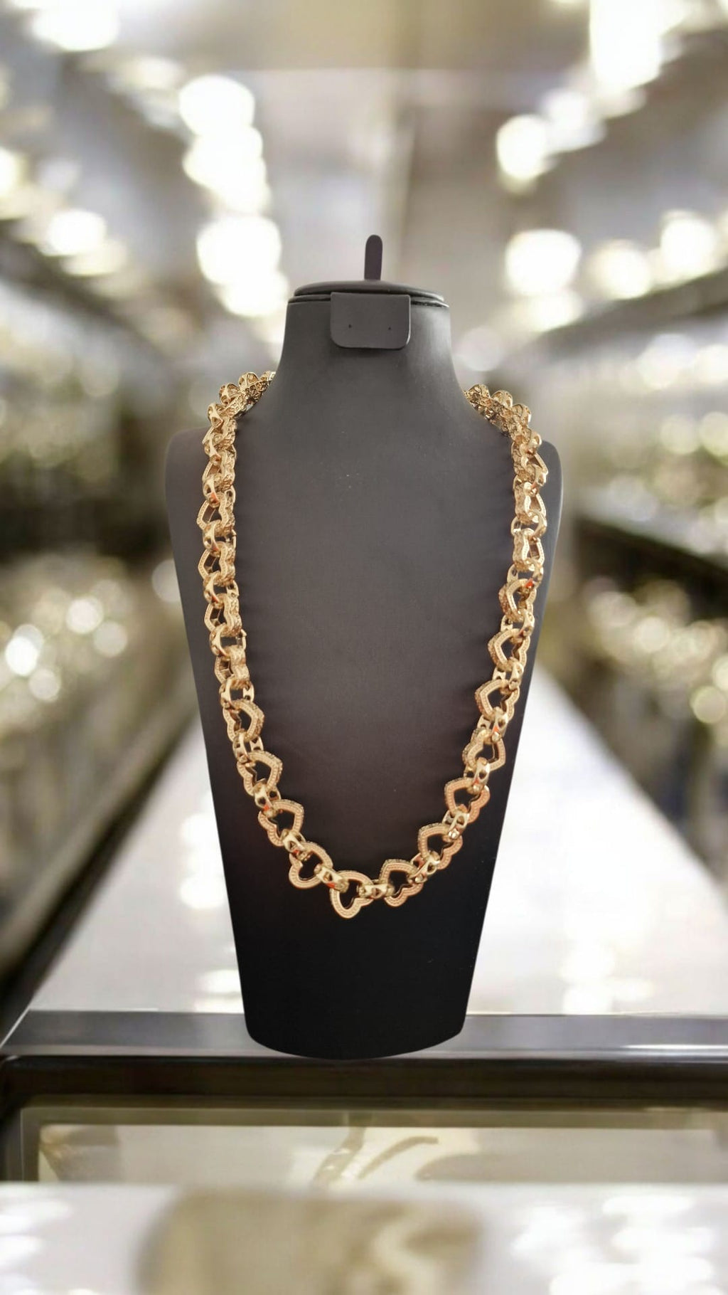 XXL Gold Plated 25" Heart Link Belcher Chain & 8" Bracelet Set – 15mm