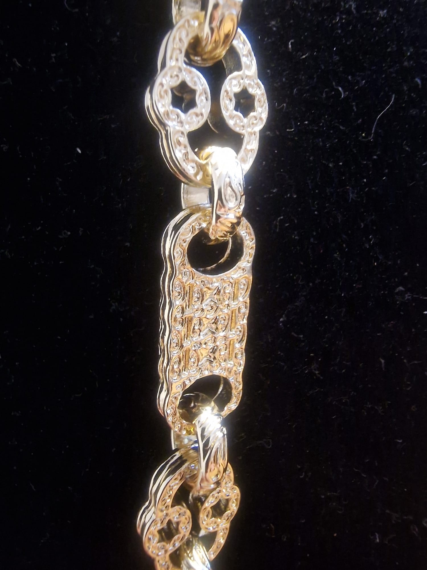 24" (10mm) Gold Plated stars and bars gold chain (Matching Bracelet Available)