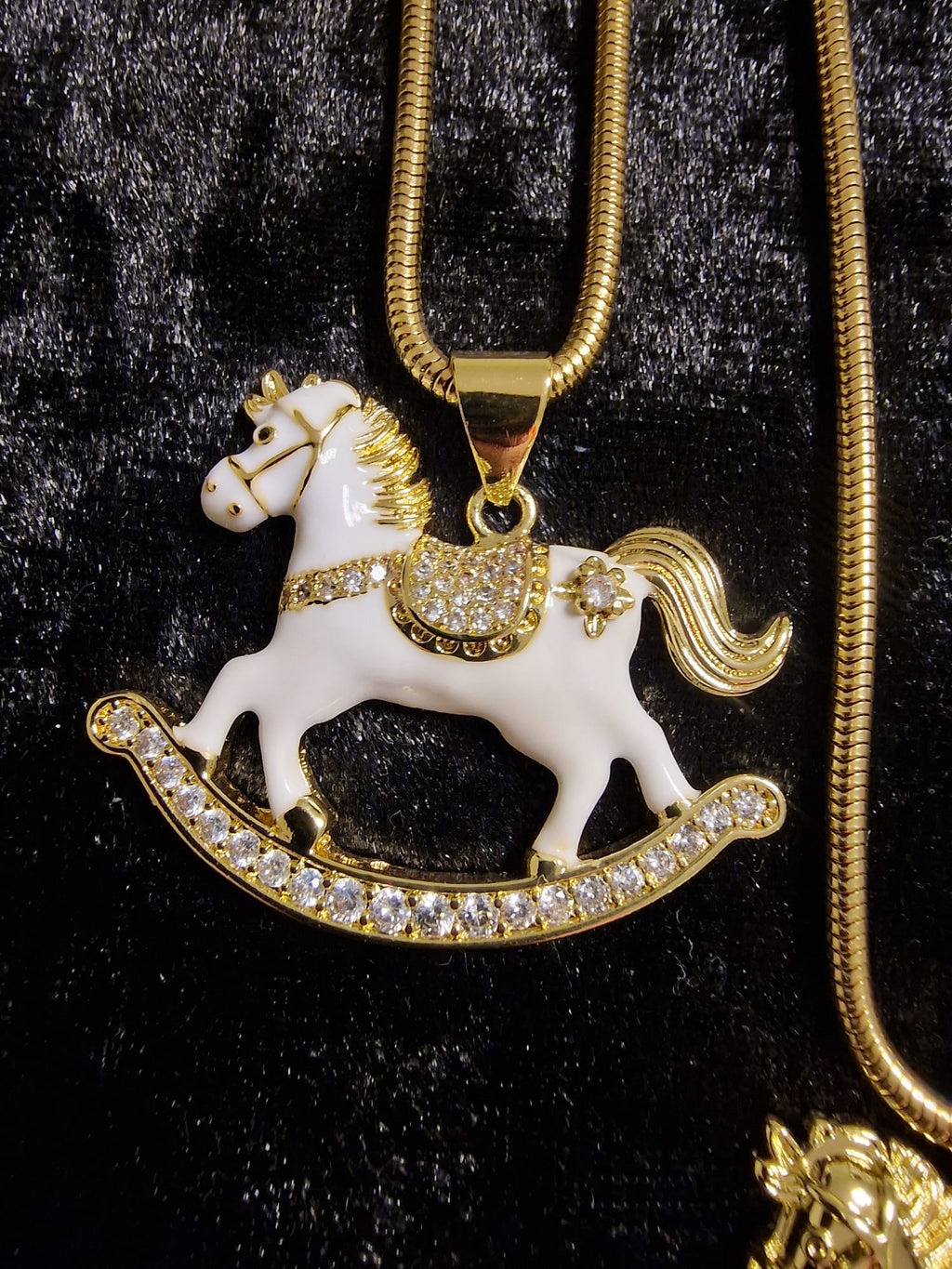 Gold Plated Rocking Horse Pendant Necklace