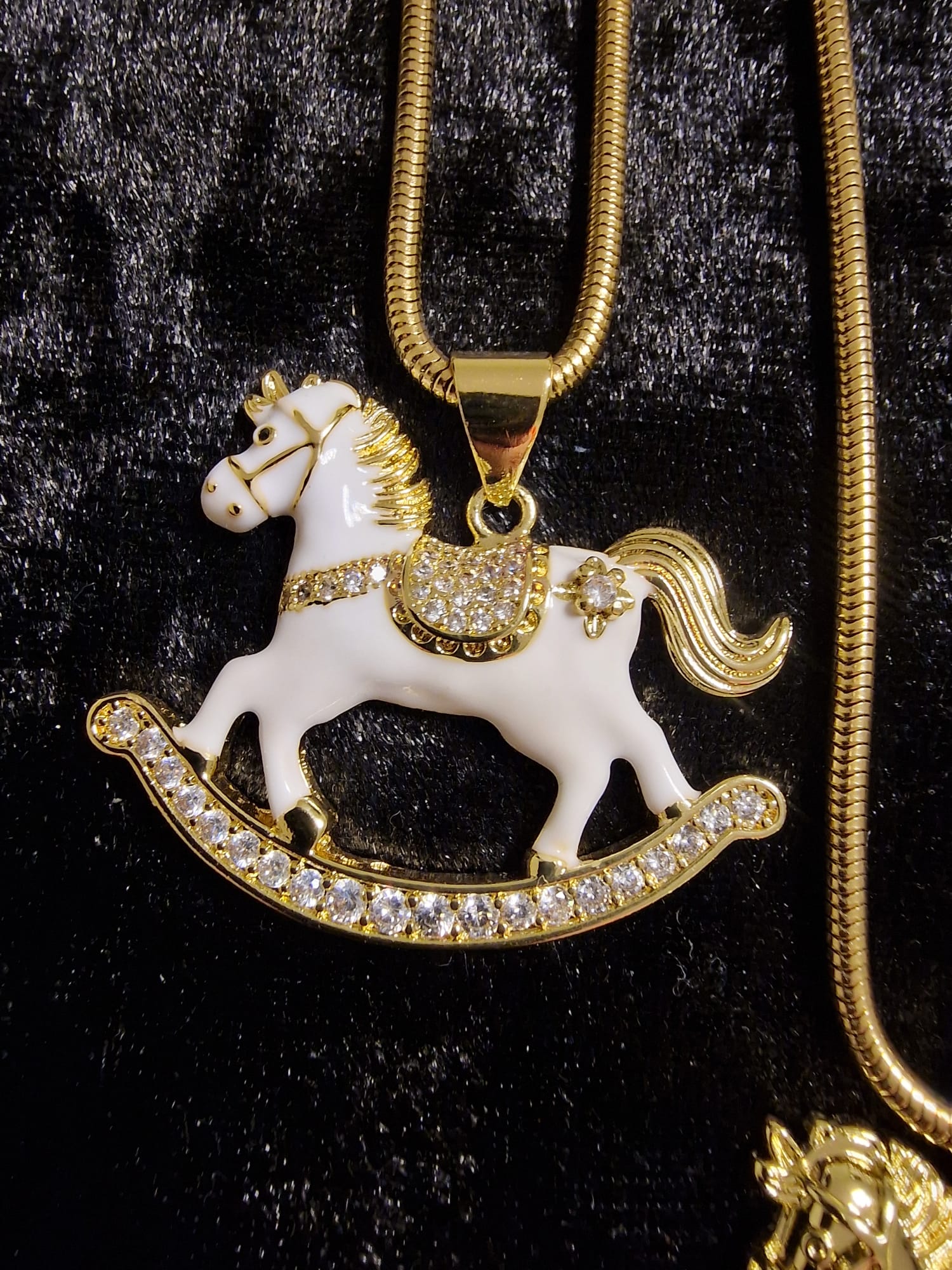 Gold Plated Rocking Horse Pendant Necklace