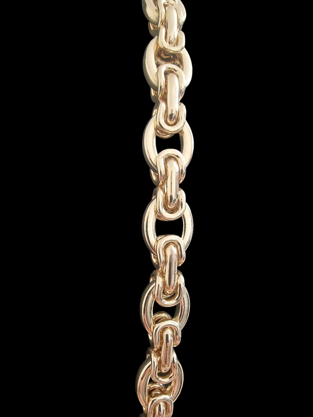 9 3/4" (14mm) Gold Plated Chunky Oval Link Byzantine Bracelet