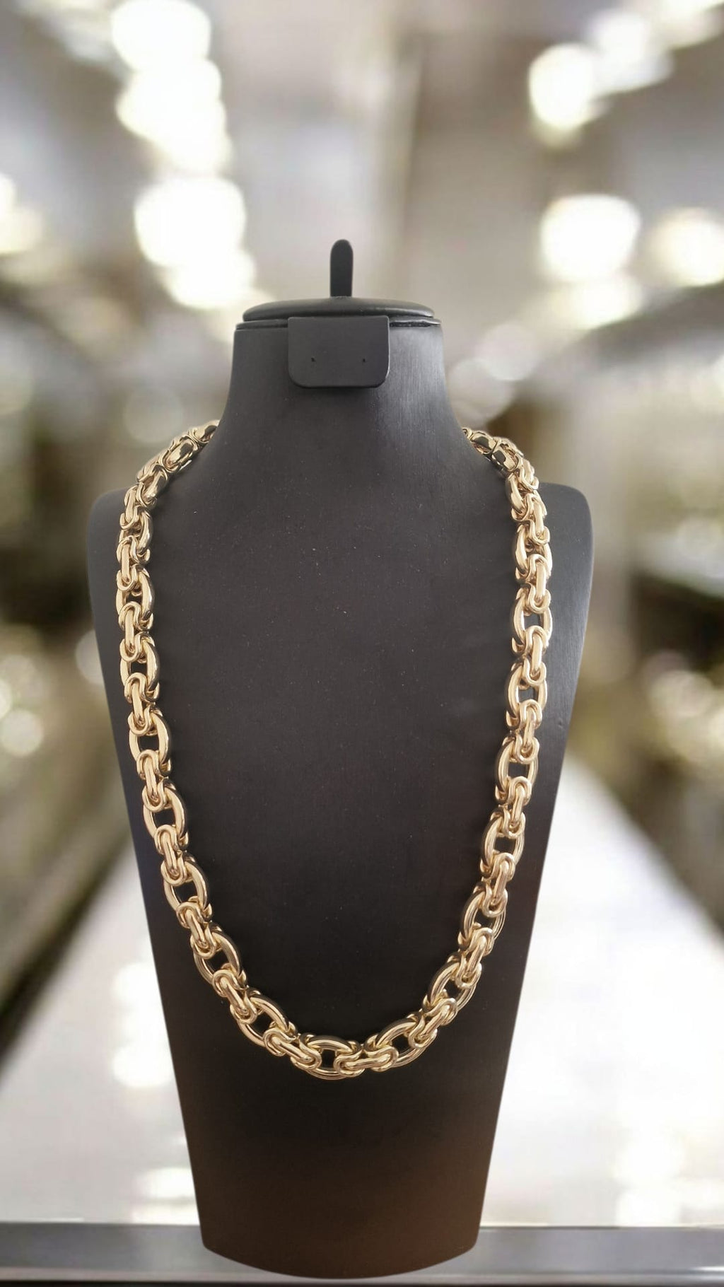 25" (14mm) Gold Plated Chunky Oval Link Byzantine Chain