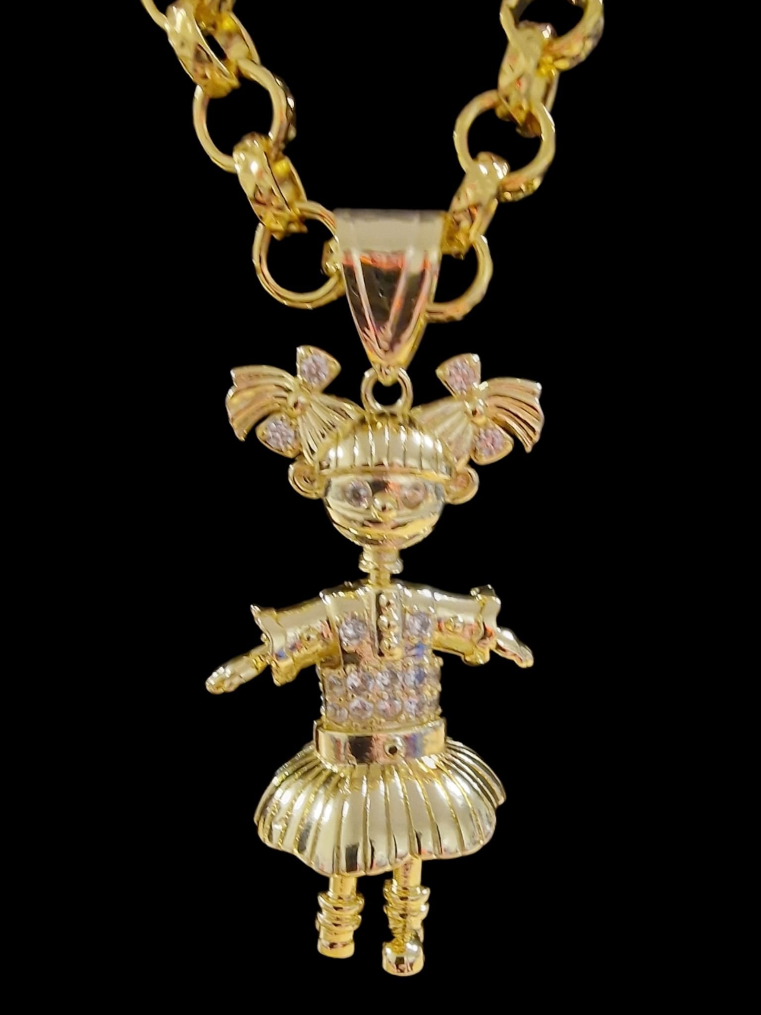 24" (9mm) Gold Plated Belcher Chain & Angelica Pendant