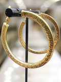 Gold Plated 2"  Hoop Earrings Medusa Pattern, Bling Romany Dubai