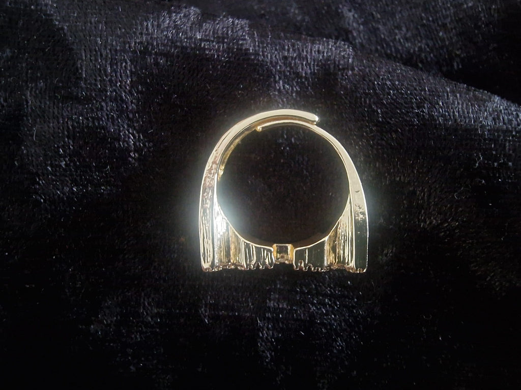 Gold Plated Mum Ring (Stones Encrusted) Adjustable Size