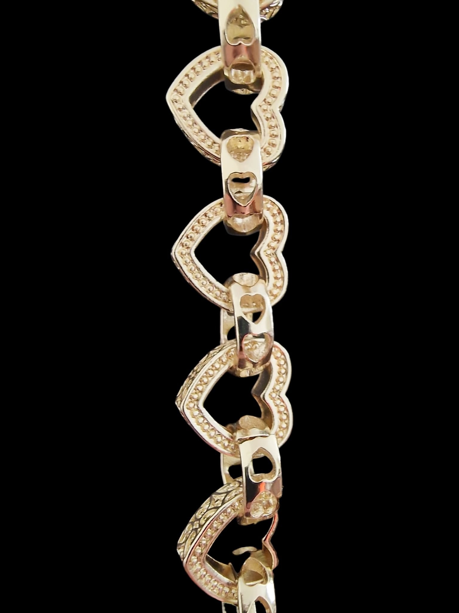 XXL Gold Plated 25" Heart Link Belcher Chain & 8" Bracelet Set – 15mm