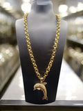 Gold Plated Belcher Chain & Large Dolphin Pendant