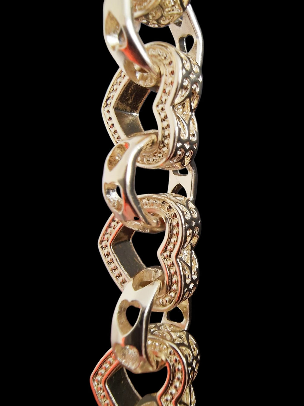 XXL Gold Plated 25" Heart Link Belcher Chain & 8" Bracelet Set – 15mm