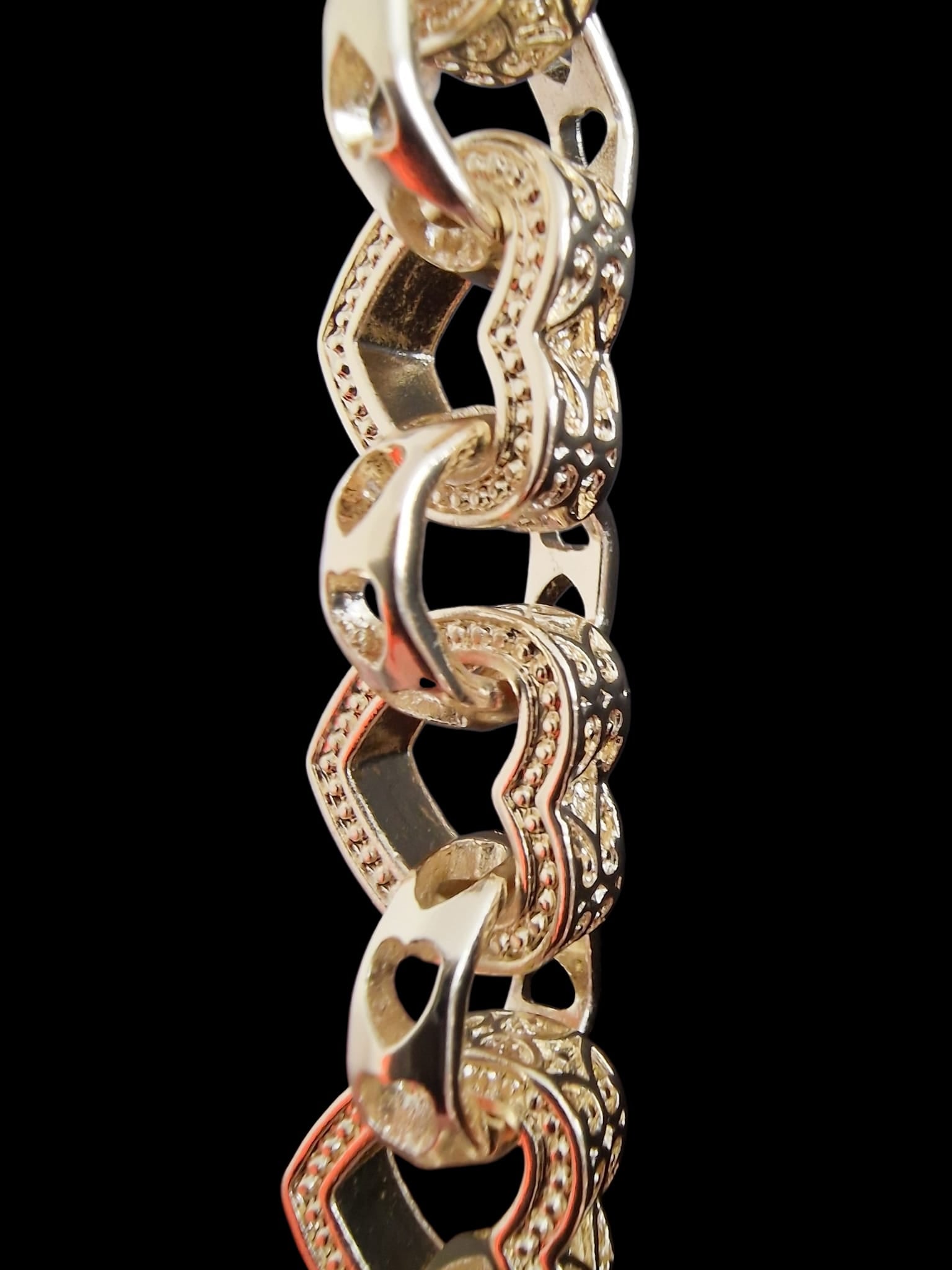 XXL Gold Plated 25" Heart Link Belcher Chain & 8" Bracelet Set – 15mm