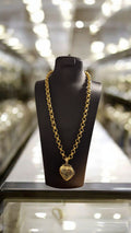 Gold Plated Heart Shape Locket Pendant & 24" (9mm) Belcher Chain