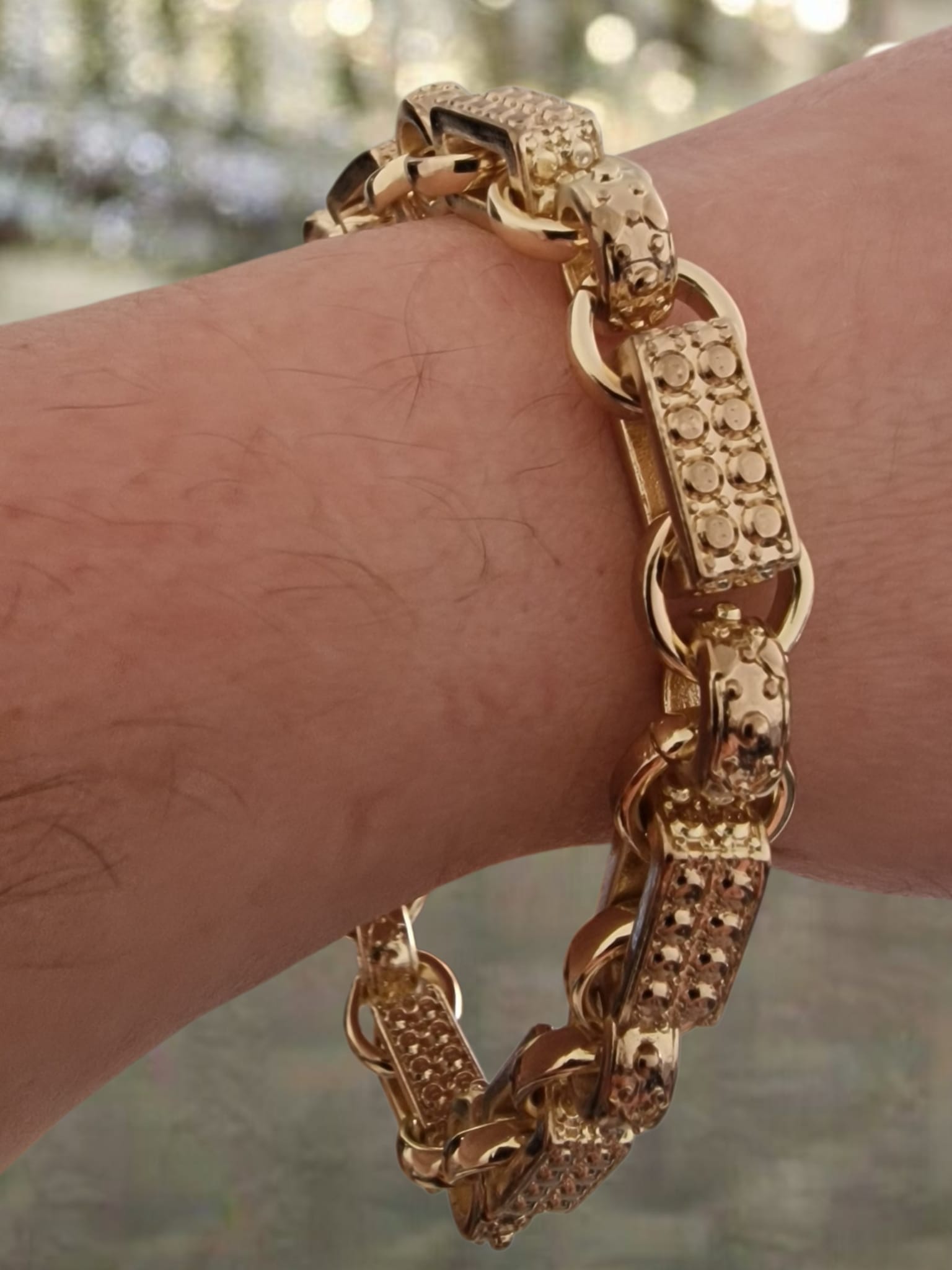 9½" 10mm Gold Plated Gypsy Belcher Bracelet