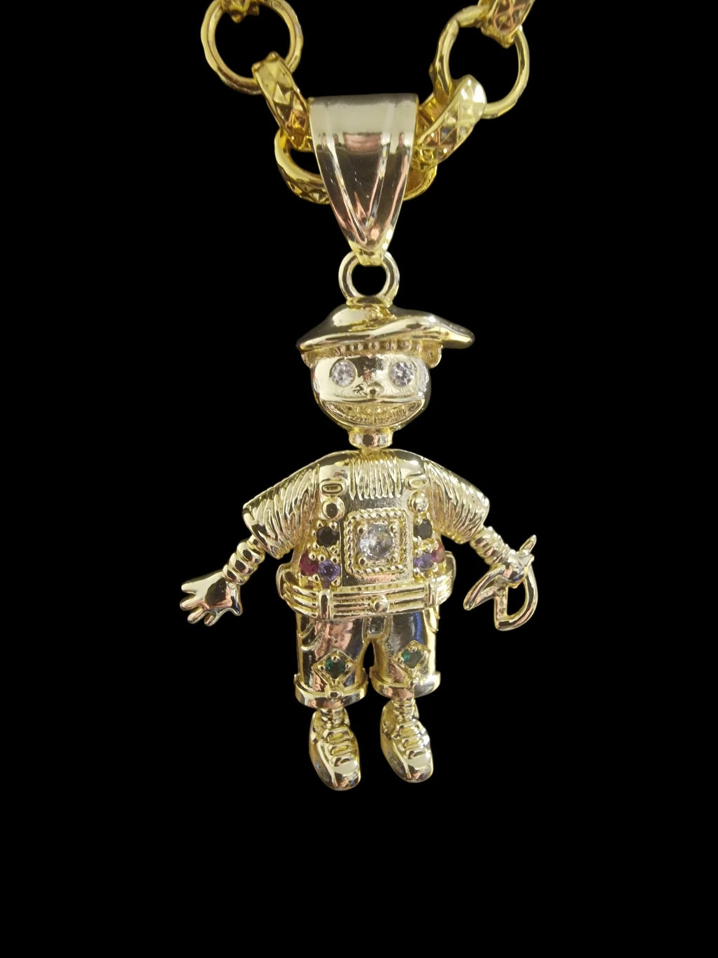 Gold Plated Naughty Boy Pendant & 24" (9mm) Belcher Chain