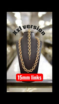 XXL Gold Plated 25" Heart Link Belcher Chain & 8" Bracelet Set – 15mm