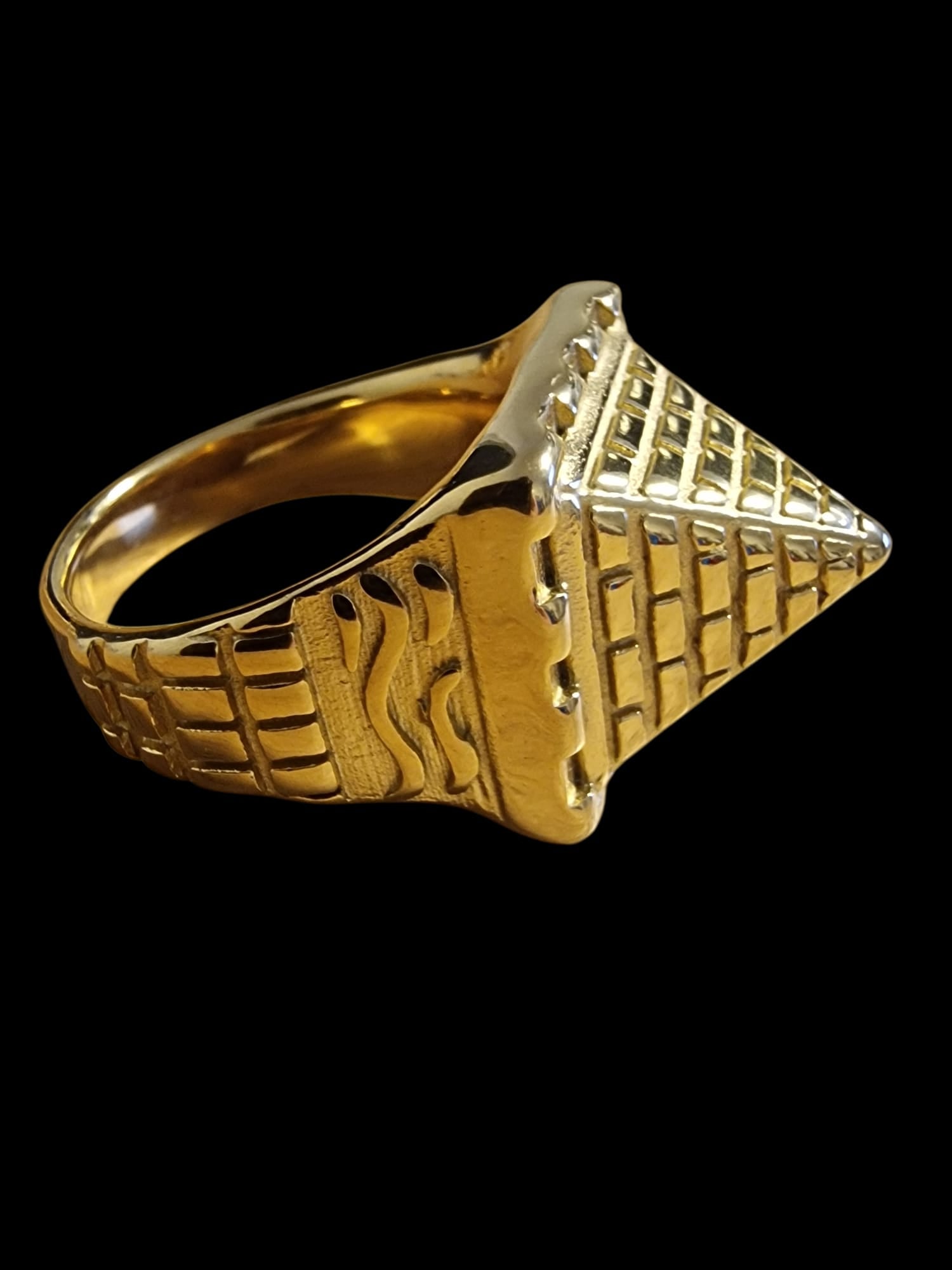 Gold Plated Pyramid Ring
