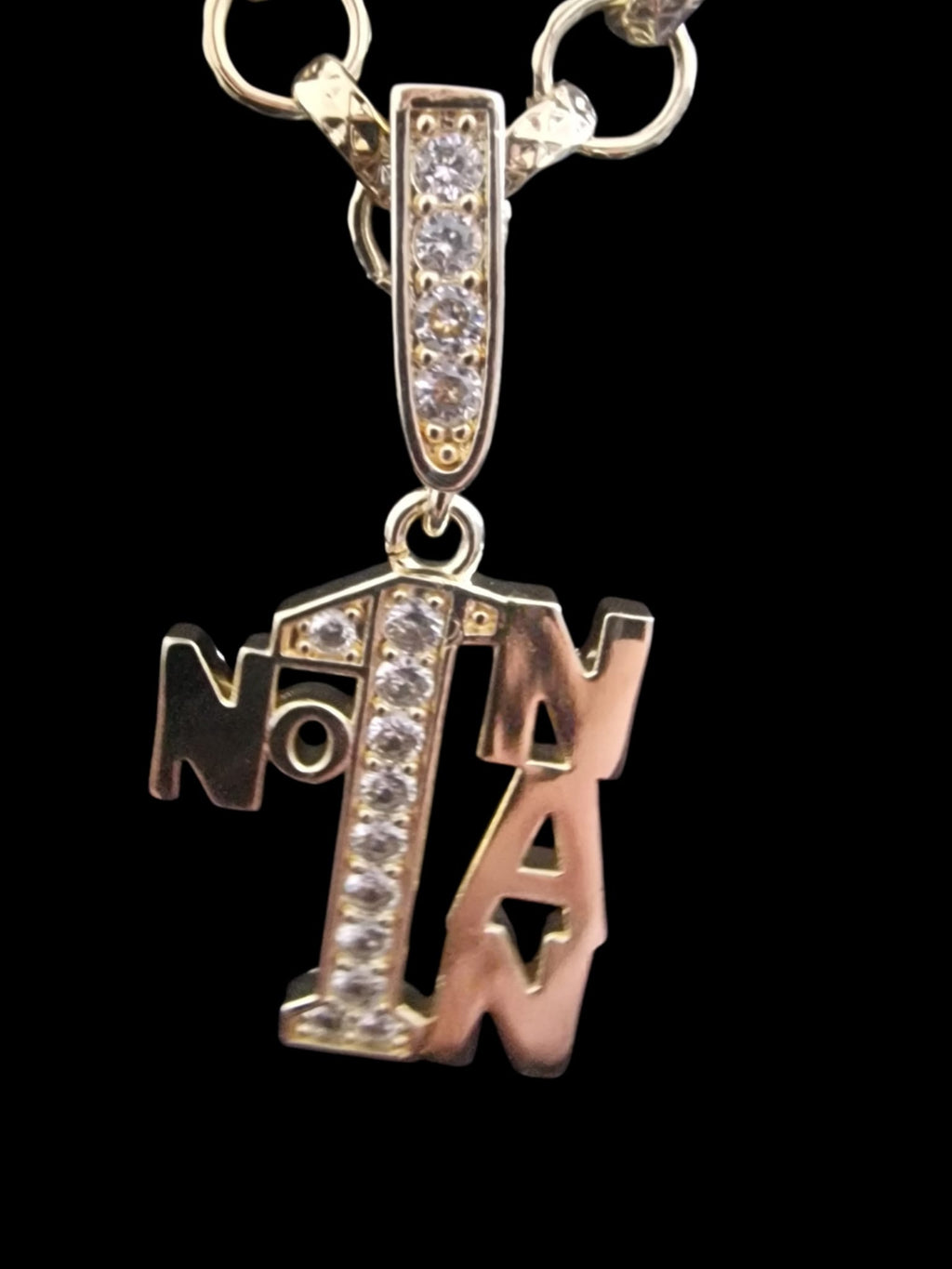 24" Gold Plated Belcher Chain & Number 1 Nan Pendant (9mm)