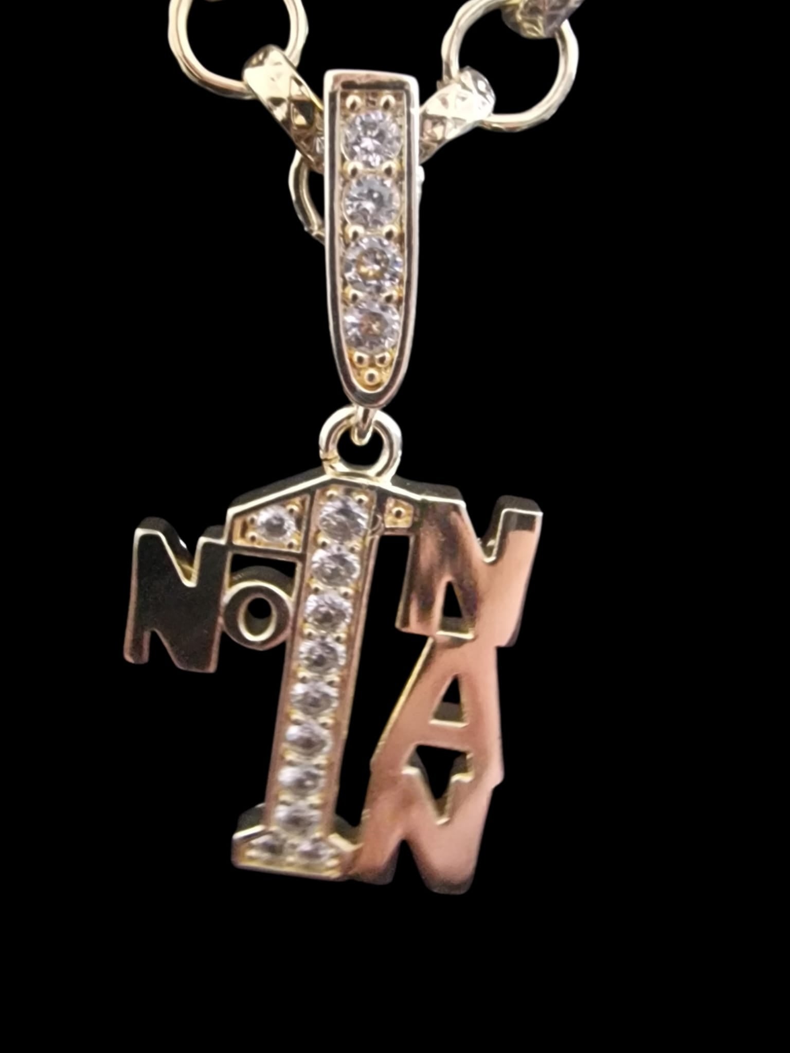 24" Gold Plated Belcher Chain & Number 1 Nan Pendant (9mm)