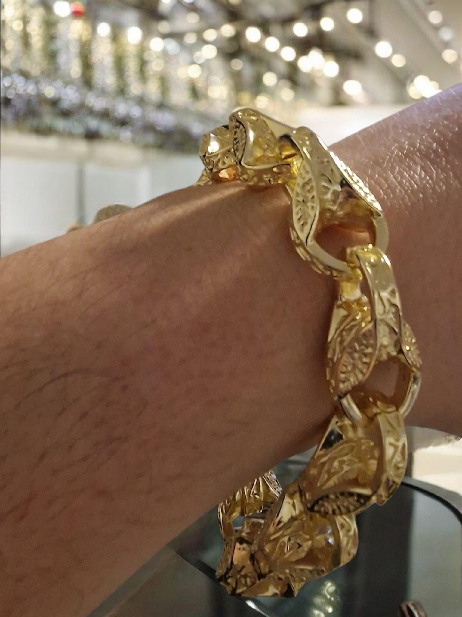 9" -  10 1/2" Gold Plated Tulip Bracelet (Solid Version) Albert Clasp