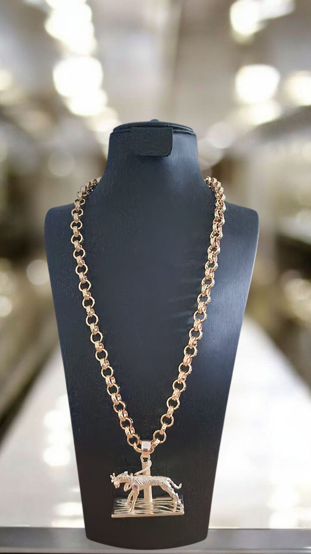 24" Gold Plated Belcher Chain & Lurcher Dog Pendant