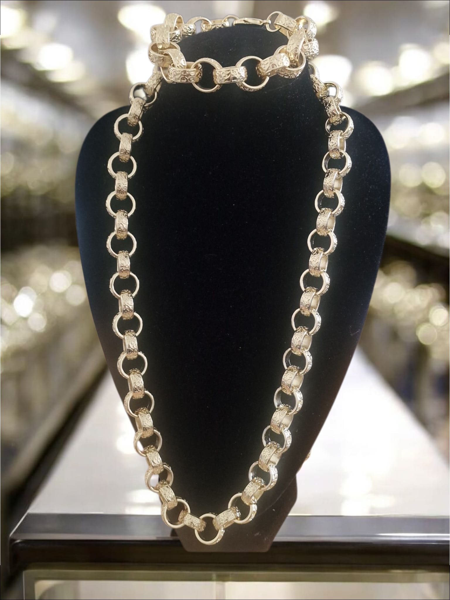 24" (15mm) Gold Plated Belcher Chain & 9 1/2" Matching Bracelet